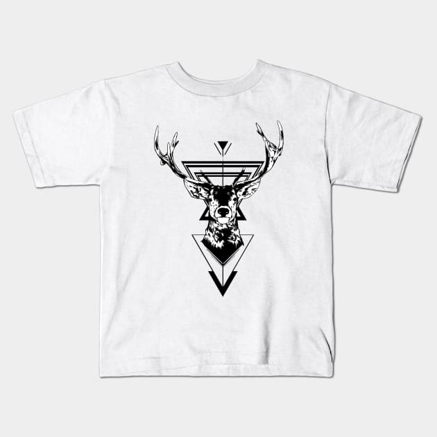 Deer design geometric Kids T-Shirt by Triou